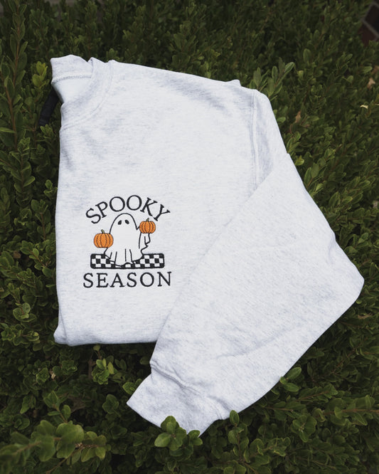 Spooky Season Ghost Embroidered Crewneck