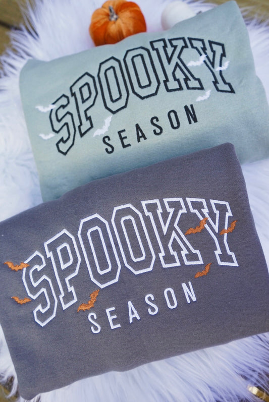 Spooky Season Bat Embroidered Crewneck